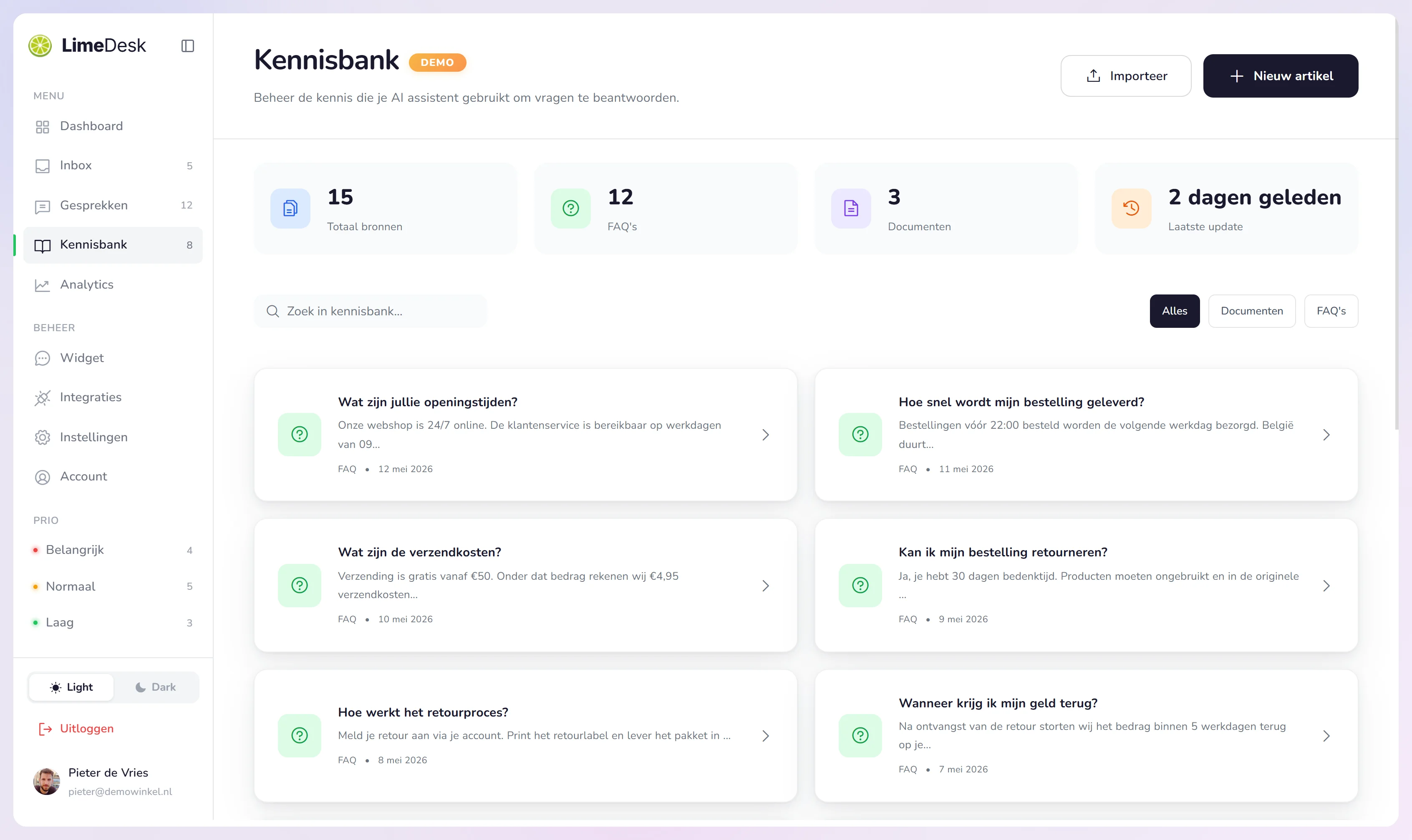 Dashboard — Kennisbank