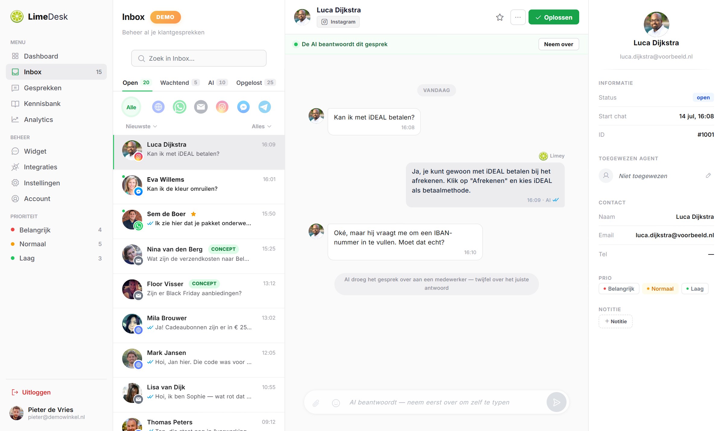 Dashboard — Inbox