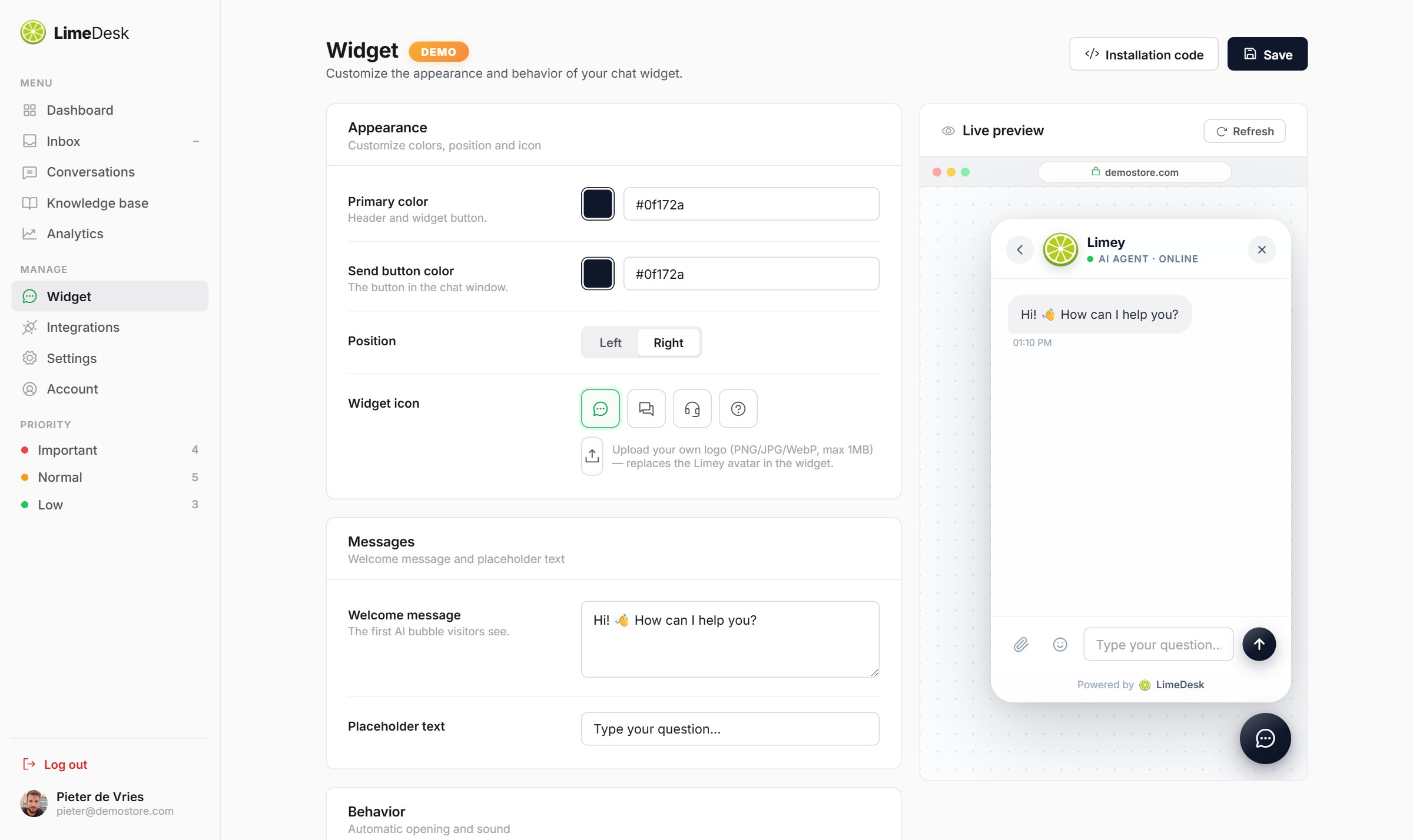Dashboard — Widget