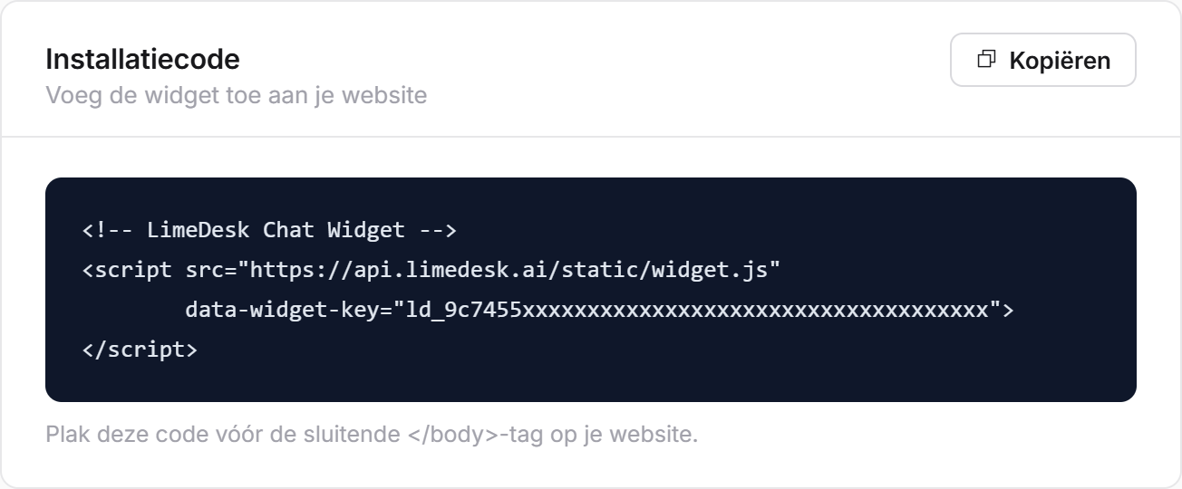 LimeDesk Installatie code